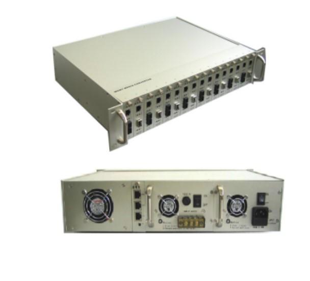 2U 16 Slots Rack Mount Chassis with NMS(Network Management System) for 10G, GE, FE Media converter and OEO